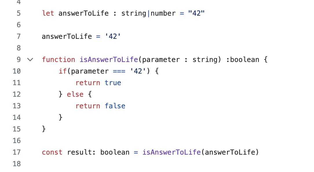 snippet of TypeScript code